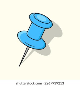 push pins in blue. Pine. Top view. Vector illustration.