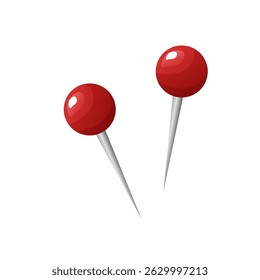 Push pins flat symbol. Pushpins, thumbtack for notice attaching. Vector illustration.