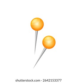 Push pins flat symbol. Pushpins, thumbtack for notice attaching. Vector illustration.
