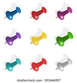 Push pins icon set.