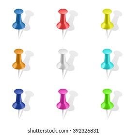Push pins icon set.