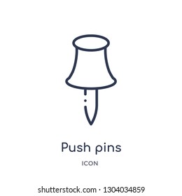 push pins icon from tools and utensils outline collection. Thin line push pins icon isolated on white background.