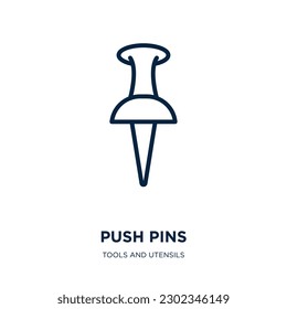 push pins icon from tools and utensils collection. Thin linear push pins, pin, push outline icon isolated on white background. Line vector push pins sign, symbol for web and mobile