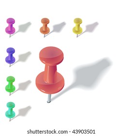 push pins isolated on white background