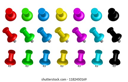 push pins set isolated on white background 