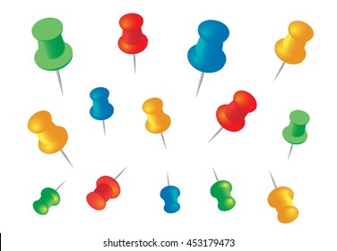 Push pins set vector illustration eps 10