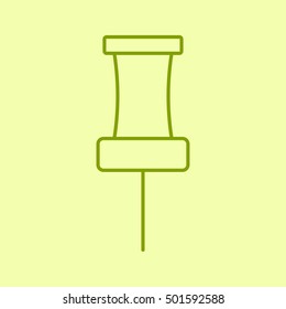 Push pin.Vector outline icon.Stationery tools for office,for school , work with documents