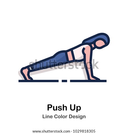 Push up pose Line color icon
