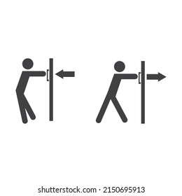 Push and pull door icon vector flat design
