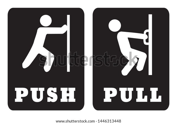 Push and Pull door\
sign on black background
