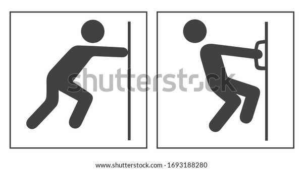PUSH AND PULL,\
\
door sign, vector\
illustration