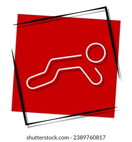 push up red banner in frame. Vector illustration.