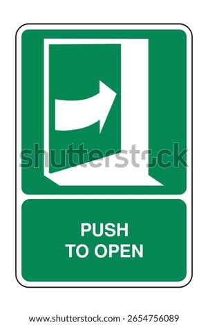 Push Right to Open Door Instruction Sign with Explanation – Right-Side Door Operation Symbol for Manual Access Control, Safety Guidance