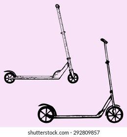  push scooter, doodle style, sketch illustration  