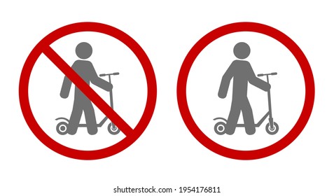 push scooter stop warning sign icon isolated on white background