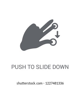 Push to slide down icon. Trendy Push to slide down logo concept on white background from Hands collection. Suitable for use on web apps, mobile apps and print media.