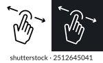 Push to slide right and left gesture outlined icon vector collection.