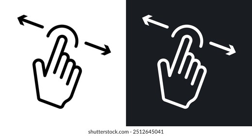 Push to slide right and left gesture outlined icon vector collection.