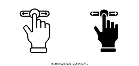 Push to slide right and left gesture icons in outline and fill. vector illustration for ui.