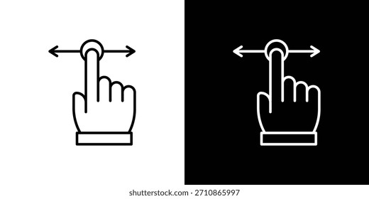 Empuje para deslizar los iconos del gesto derecho e izquierdo. iconos del vector del dibujo de la línea