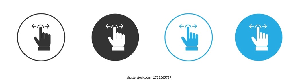 Push to slide right and left gesture icons Set in Flat Vector Style