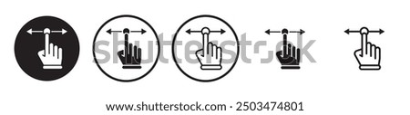 Push to slide right and left gesture line icon vector set.