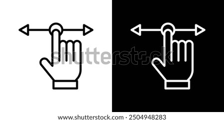 Push to slide right and left gesture icon set in black and white stroke.