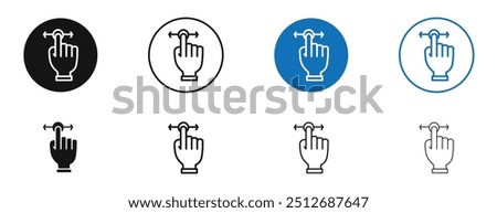 Push to slide right and left gesture in set in black and blue color