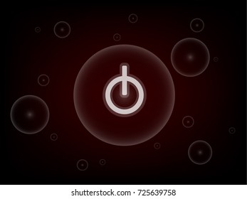 Push start power icon in a bubble on dark red background. Vector illustration design.