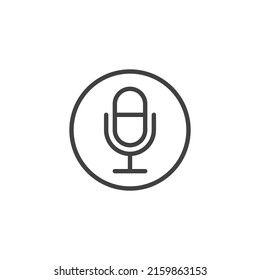 Icono de la línea de conversación. signo de estilo lineal para concepto móvil y diseño web. Icono de vector de contorno de grabadora de voz. símbolo del micrófono, ilustración del logotipo. Gráficos vectoriales