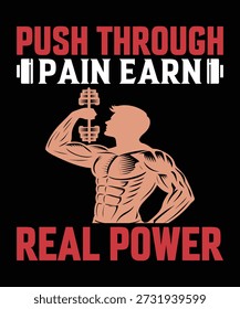 Push Through Pain Earn Real Power - Gym Motivation