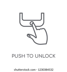 Push to unlock gesture linear icon. Modern outline Push to unlock gesture logo concept on white background from Hands collection. Suitable for use on web apps, mobile apps and print media.