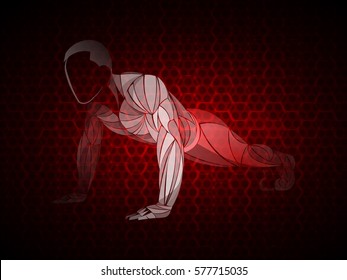 push up,  workout, vector