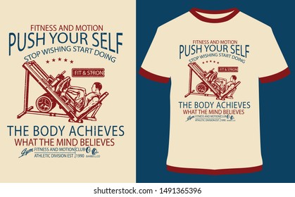 Push Yourself vector design illustration, it can use for label, logo, sign, sticker or printing for the t-shirt.