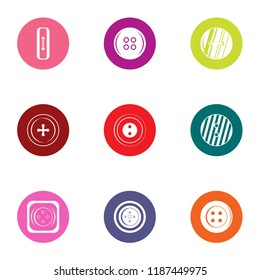 Pushbutton icons set. Flat set of 9 pushbutton vector icons for web isolated on white background