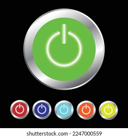 Pushbutton Switch. symbol, pushbutton. Electrical switches power symbol, Metallic push-button icon.