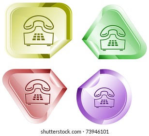 Push-button telephone. Vector sticker.
