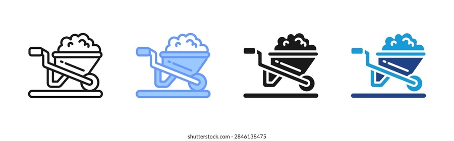 Pushcart icon set multiple style collection