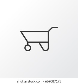 Pushcart Icon Symbol. Premium Quality Isolated Wheelbarrow Element In Trendy Style.