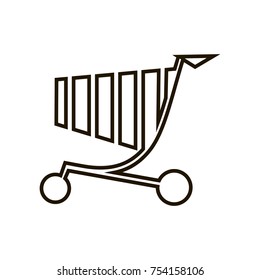 pushcart vector line icon.Flat design style.Suitable for web site, online shop