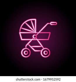 Pushchair of baby neon icon. Simple thin line, outline vector of maternity icons for ui and ux, website or mobile application