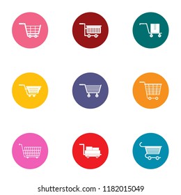 Pushchair icons set. Flat set of 9 pushchair vector icons for web isolated on white background