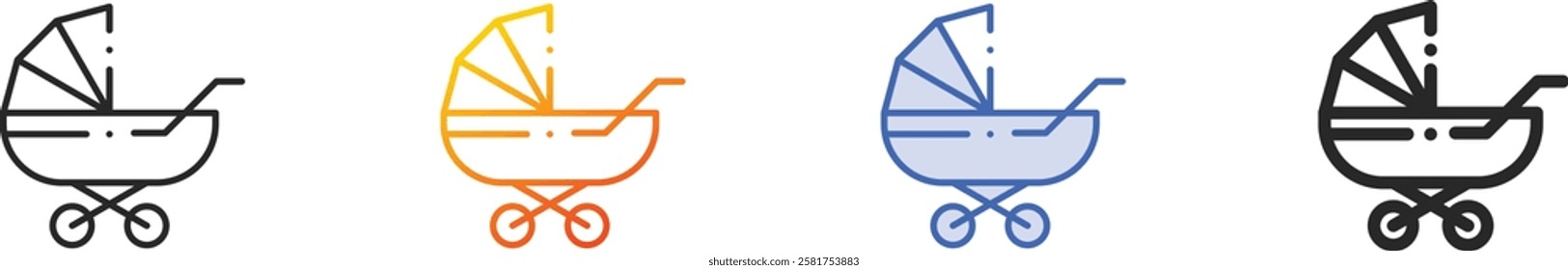 pushchair icon.Thin Linear, Gradient, Blue Stroke and bold Style Design Isolated On White Background