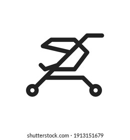 Pushstuhl Pixel perfekt Symbol Vektorminimalist mit dem fügen Ordner festen Farbe. geeignet für UI UX, Print Template, Web Design und andere