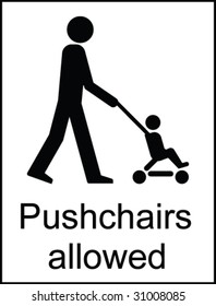 Pushchairs Allowed Public Information Sign