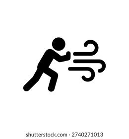 Pushing Against Strong Winds Icon Isolated On White Background