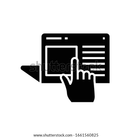 Pushing buttom black icon, concept illustration, vector flat symbol, glyph sign.