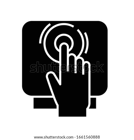 Pushing buttom black icon, concept illustration, vector flat symbol, glyph sign.