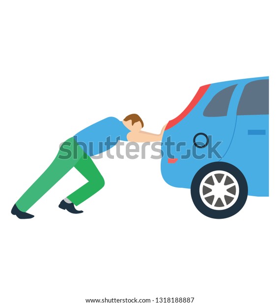 Pushing car flat detailed icon\
