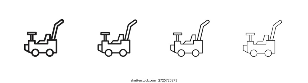 Empujando el concepto de icono de coche. Símbolo de línea delgada. Vector de estilo de contorno simple
